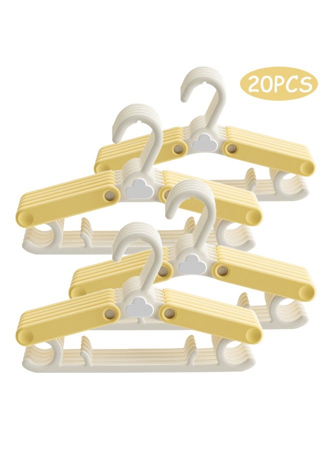 20 Pack Nursery Hangers,Adjustable Kid's Hangers,Non-Slip Hangers,Baby Clothes Hangers,Extendable & Stackable Kids Hangers for Newborn Baby Toddler Kids Child Clothes(Yellow) - Image 1