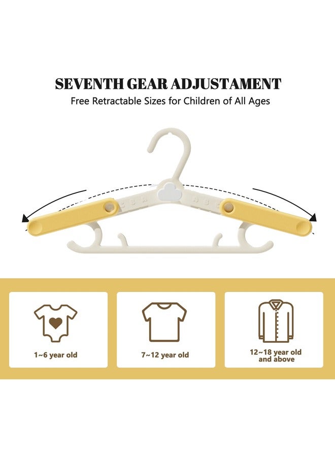 20 Pack Nursery Hangers,Adjustable Kid's Hangers,Non-Slip Hangers,Baby Clothes Hangers,Extendable & Stackable Kids Hangers for Newborn Baby Toddler Kids Child Clothes(Yellow) - Image 3