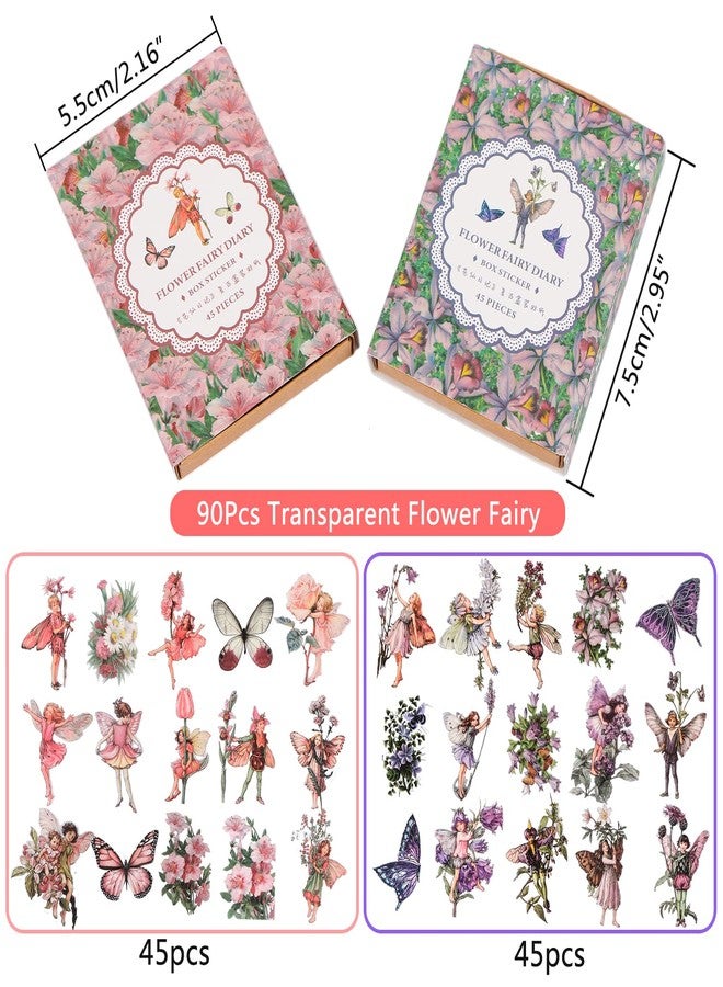 BENOSPACE 90 PCS Fairy Stickers Vintage Butterfly Flower Plant Scrapbooking Sticker Transparent Botanical Aesthetic Supplies for DIY Craft Diary Planner Bullet Journaling Card Making Hand Ledger Album - Image 2