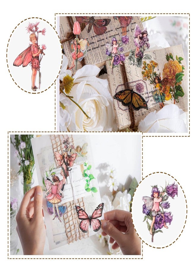 BENOSPACE 90 PCS Fairy Stickers Vintage Butterfly Flower Plant Scrapbooking Sticker Transparent Botanical Aesthetic Supplies for DIY Craft Diary Planner Bullet Journaling Card Making Hand Ledger Album - Image 5