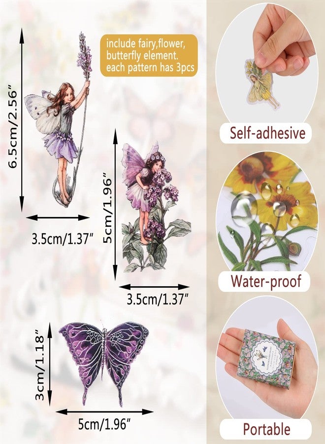 BENOSPACE 90 PCS Fairy Stickers Vintage Butterfly Flower Plant Scrapbooking Sticker Transparent Botanical Aesthetic Supplies for DIY Craft Diary Planner Bullet Journaling Card Making Hand Ledger Album - Image 3