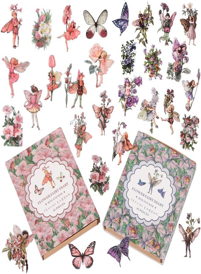 BENOSPACE 90 PCS Fairy Stickers Vintage Butterfly Flower Plant Scrapbooking Sticker Transparent Botanical Aesthetic Supplies for DIY Craft Diary Planner Bullet Journaling Card Making Hand Ledger Album - Image 1