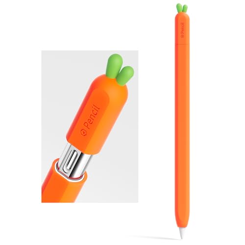 ELETIUO Silicone Case Compatible with Apple Pencil (USB-C),Protective Holder Grip Sleeve with Cap Accessories,Anti-Slip Cover Supports Magnetic Compatible with Apple Pencil 3rd Generation,Carrot - Image 1