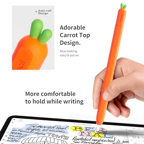 ELETIUO Silicone Case Compatible with Apple Pencil (USB-C),Protective Holder Grip Sleeve with Cap Accessories,Anti-Slip Cover Supports Magnetic Compatible with Apple Pencil 3rd Generation,Carrot - Image 4