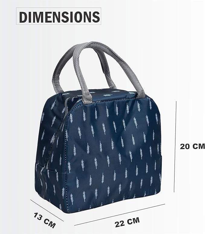 Cruzzie Cruzzie Insulated Lunch Bags for Women Work Student Kids to School Waterproof Thermal Cooler Tote Bag Picnic Organizer Storage Tiffin Box Portable and Reusable Blue Leaf Pack of 1 PC  - Image 4