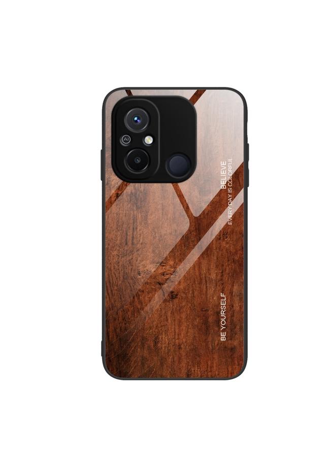 The Bros Case For Xiaomi Redmi 12C Wood Grain Glass Phone Case