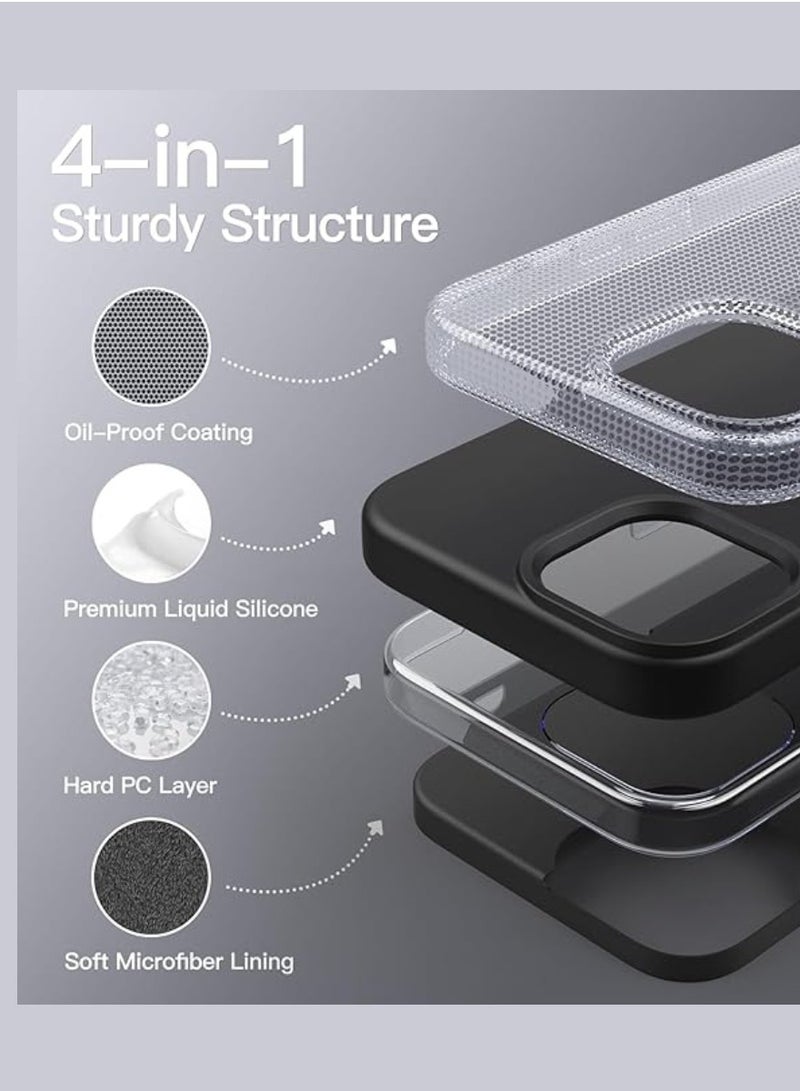 يوويل حافظة هاتف آيفون 15 برو ماكس من السيليكون حافظة واقية مضادة للصدمات وبطانة من الألياف الدقيقة مضادة للخدش 4 طبقات حافظة آيفون نحيفة للغاية مقاس 6.7 بوصة لهاتف آيفون 15 برو ماكس حافظة من - Image 3