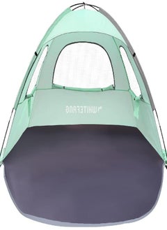 Beach Tent Anti-Uv Portable Sun Shade Shelter For 3 Person, Extendable Floor With 3 Ventilating Mesh Windows Plus Carrying Bag, Stakes And Guy Lines (Mint Green)