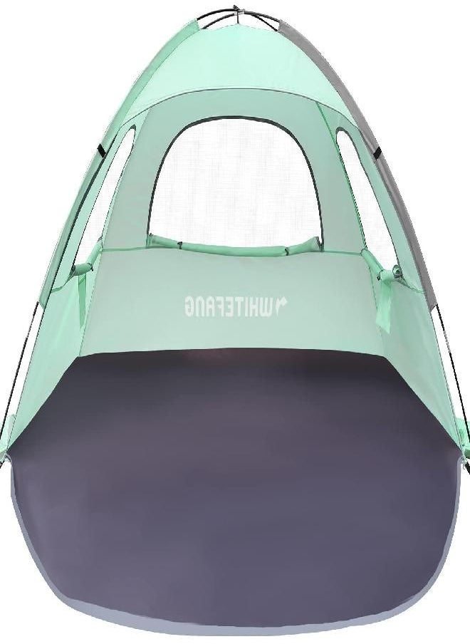WhiteFang - Beach Tent Anti-Uv Portable Sun Shade Shelter For 3 Person, Extendable Floor With 3 Ventilating Mesh Windows Plus Carrying Bag, Stakes And Guy Lines (Mint Green) - Image 1