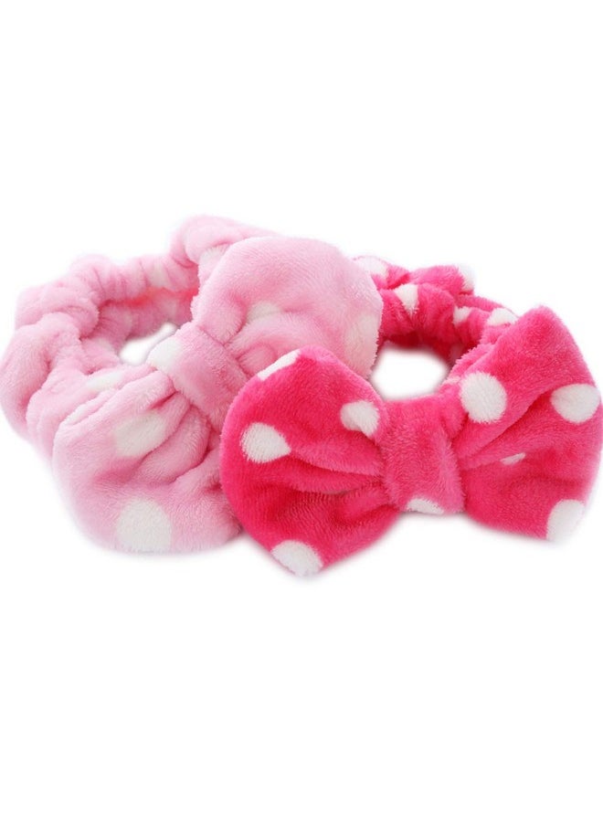 Hairizone Cosmetics Headbands For Washing Face Shower Spa Soft And Cute Big Bowknot Hair Bands For Women And Girls (Roseo/Pink)  - Image 3
