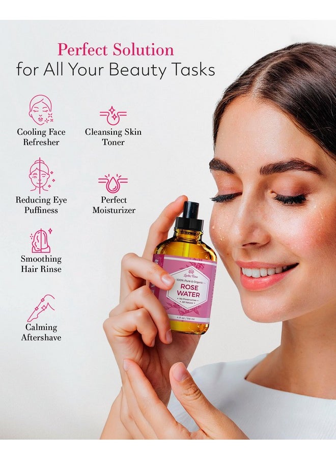 Leven Rose - Rose Water Spray for Face by Leven Rose - Pure Natural Moroccan Rosewater Hydrosol Face Spray - Organic Rose Water for Hair 4 oz - Image 1