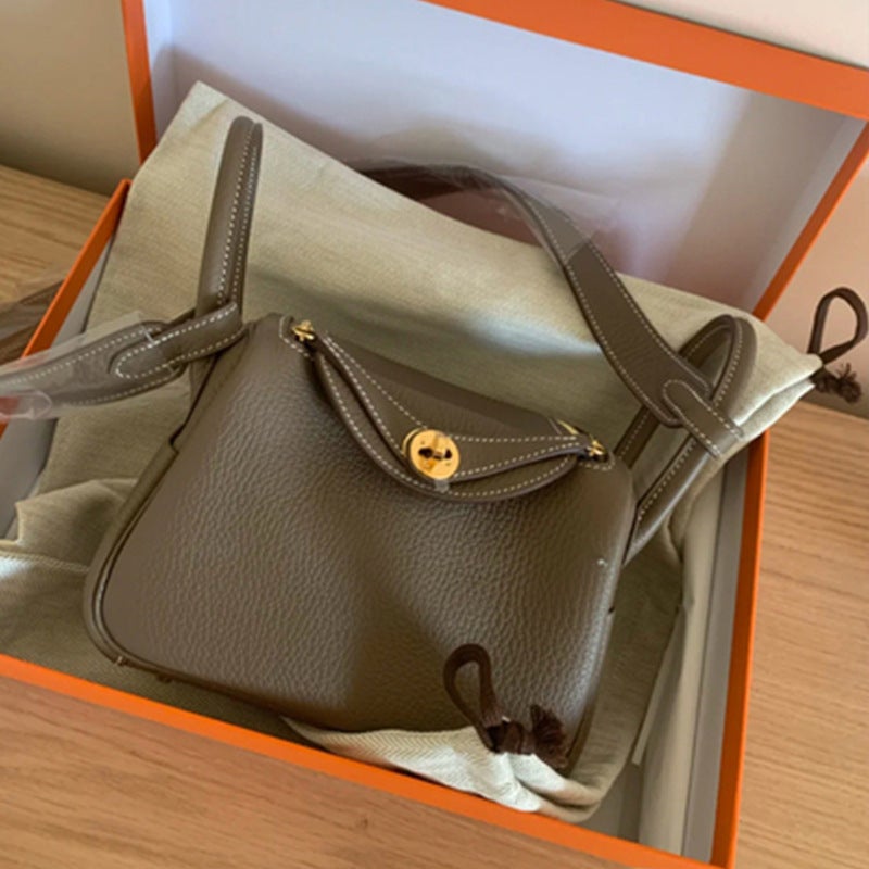 Trendy Mini Lindy Genuine Leather Womens Shoulder BagSmall size khaki Small size khaki 