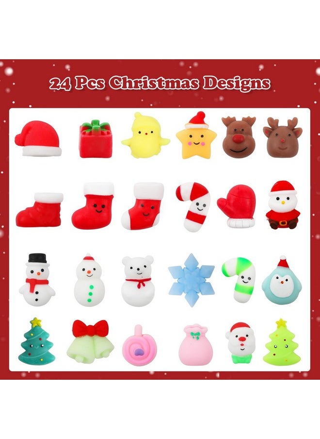 DERAYEE - 24 Pcs Christmas Mochi Squishy Toys, Christmas Squishies Stress Reliever Fidget Toys Bulk For Kids Boys Girls Christmas Party Favors Stocking Stuffers Goodie Bags Fillers Classroom Prizes - Image 1