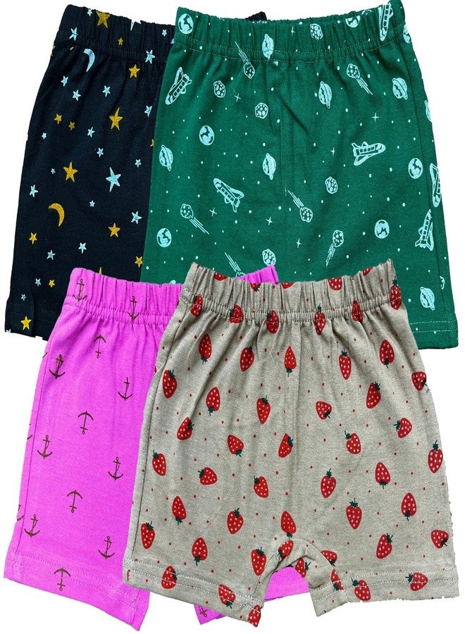 FASHA Pure Cotton Baby Bloomer - Unisex Toddler Underwear, Super Soft Breathable Briefs - Pack of 4 - Assorted Prints - Image 1
