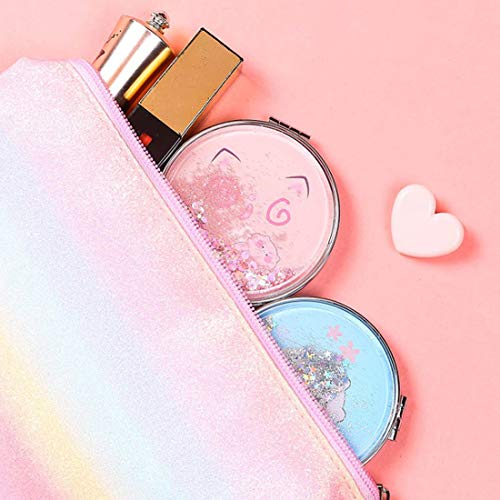 adbeni Metal Travel Mirror Compact Cosmetic Bag Mirror for Women Magnifying Mirror for Makeup, Shade-BT2001-01, 42g, Round, Hand Mirror, Assorted - Image 3