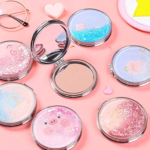 adbeni Metal Travel Mirror Compact Cosmetic Bag Mirror for Women Magnifying Mirror for Makeup, Shade-BT2001-01, 42g, Round, Hand Mirror, Assorted - Image 1