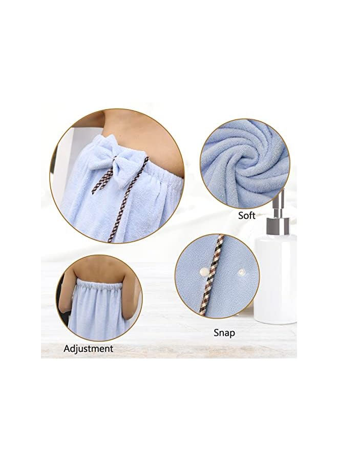 The Bros Bath Wrap Towels for Women, Microfiber Wearable Bath Towel and Head Cover for Bathroom Shower, Adjustable Soft Bathroom Shower Wrap Towel with Velcro, Absorbent (Light Blue, XL) - Image 4