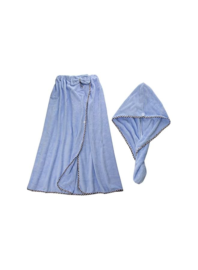 The Bros Bath Wrap Towels for Women, Microfiber Wearable Bath Towel and Head Cover for Bathroom Shower, Adjustable Soft Bathroom Shower Wrap Towel with Velcro, Absorbent (Light Blue, XL) - Image 5