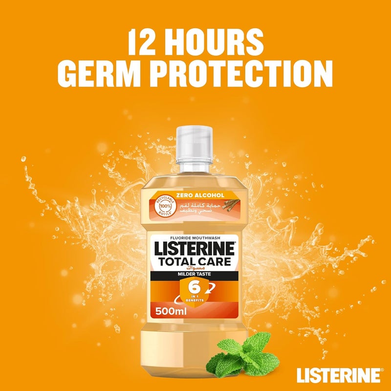 Listerine Total Care Miswak Milder Taste Mouthwash 500ml, 2 + 1 Free Pack - Image 2