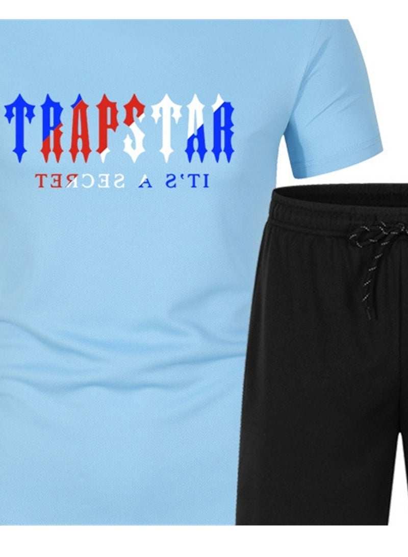 2PCS Summer Men's Short Sleeve T-Shirt Shorts Casual Two-piece Suit T-Shirt - Image 3