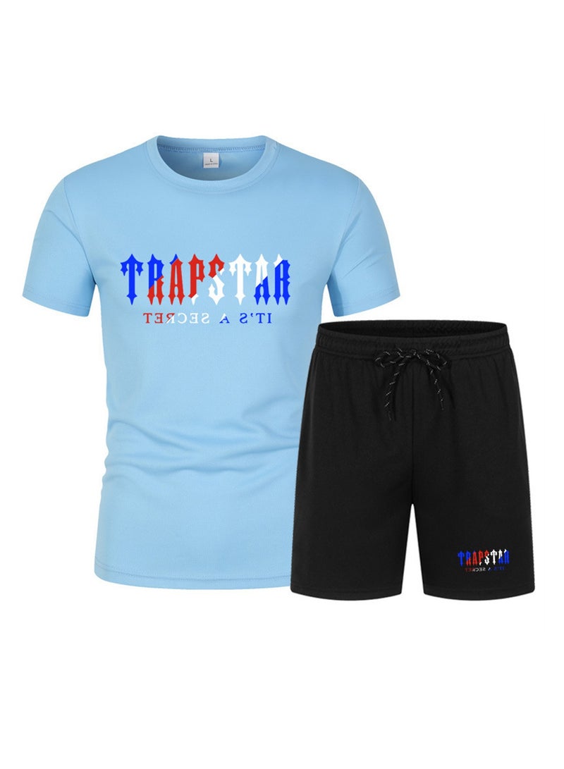 2PCS Summer Men's Short Sleeve T-Shirt Shorts Casual Two-piece Suit T-Shirt - Image 1