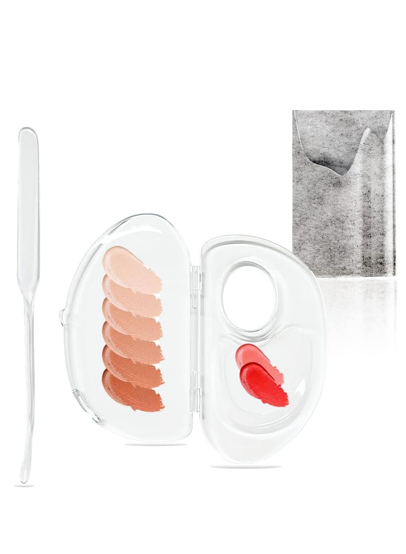 SYOSI Hand Makeup Mixing Palette with Felt Bag Makeup Hand-Held Palette Nail Art Manicure Palette Clear Makeup Palette for Mixing Foundation  - Image 1