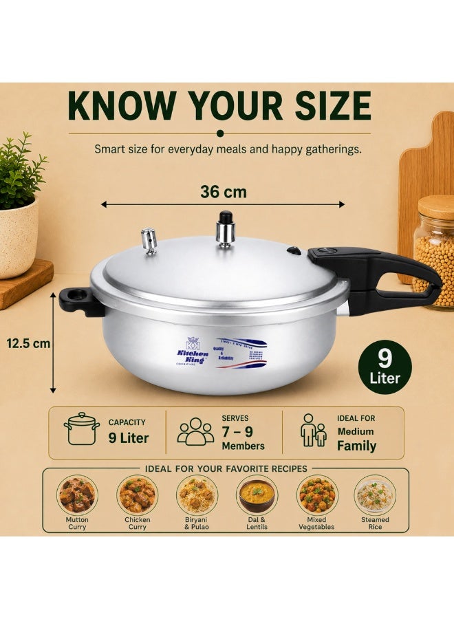 Kitchen King طنجرة ضغط 2 في 1 من Kitchen King، تصميم متين، تعزز الطهي الصحي، مقابض مقاومة للحرارة، مؤشر ضغط وتحكم، هيكل ثقيل، سهل الفتح والإغلاق، سعة 9 لتر - Image 1
