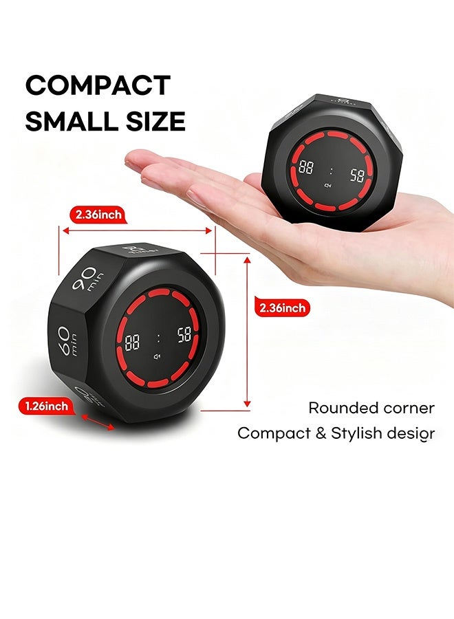 GD Rechargeable Flip Cube Kitchen Timers with 7 Preset Intervals 3 Alarm Modes - Magnetic Countdown Timer Kitchen Alarm Clock with  LCD Screen Productivity Tool for ADHD, Kids, Study, Work & Kitchen - Image 2