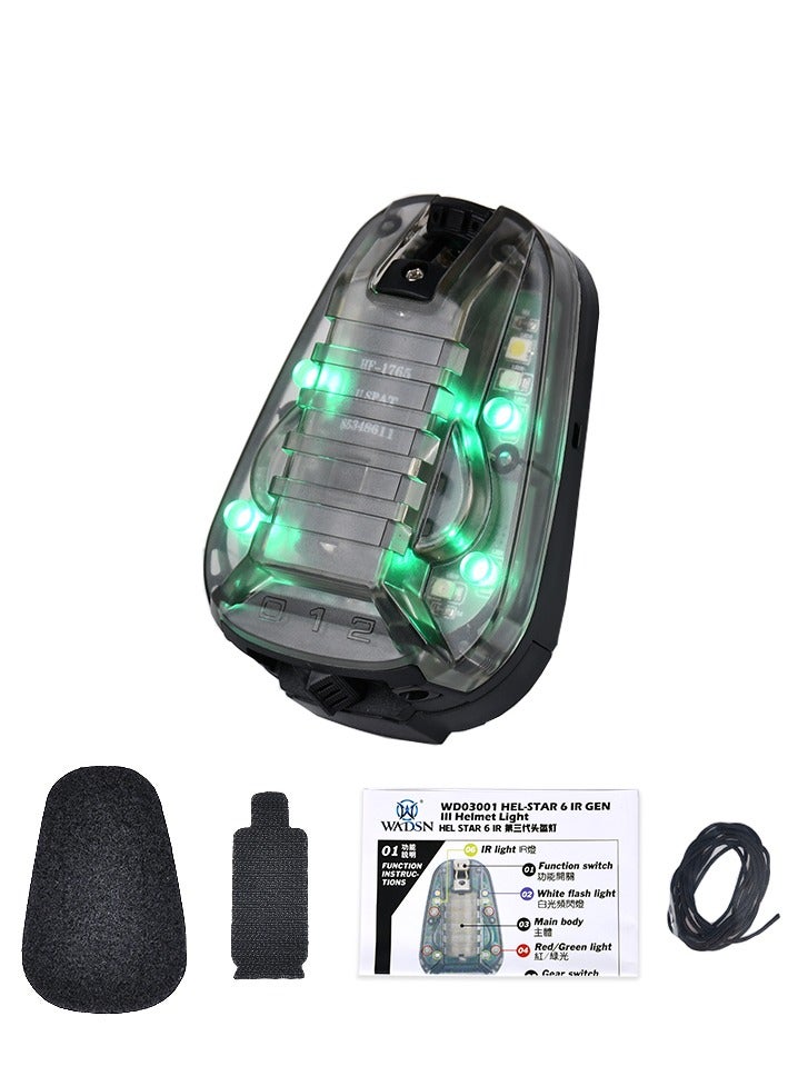AROAQ Waterproof Tactical Helmet Light, Airsoft Survival Helmet Lamp Led Outdoor, Military Identification Light Ir And Visible Led Helmet Strobe For Outdoor Sports Green  - Image 1