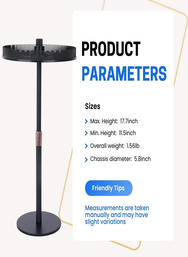 lightmay Adjustable Hair Extension Holder Stand - Matte Black Metal, 11"-17.5" Height, Tangle-Free Storage & Display for Bangs, Clip-Ins, Color Strips, Colored Clip Hair Extensions & More, Non-Slip Base, Easy - Image 4