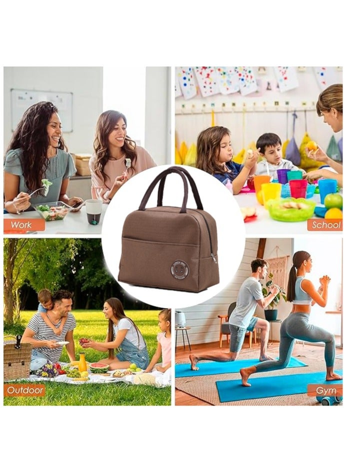 CYTHERIA Lunch Box Bag Insulated Lunch Bag Waterproof Lunch bags for Women Man Office Work School Beach Picnic Fishing Hiking Travel Thermal Leak-proof Cooler Tote Bag with Blue Water Bottle (Brown)  - Image 2
