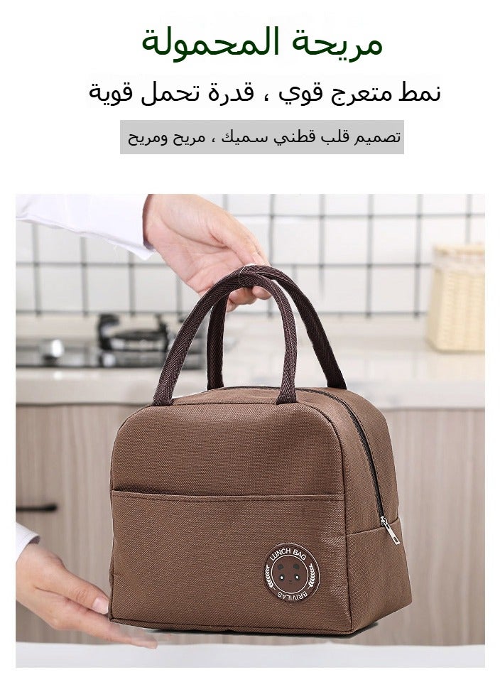 CYTHERIA Lunch Box Bag Insulated Lunch Bag Waterproof Lunch bags for Women Man Office Work School Beach Picnic Fishing Hiking Travel Thermal Leak-proof Cooler Tote Bag with Blue Water Bottle (Brown)  - Image 3
