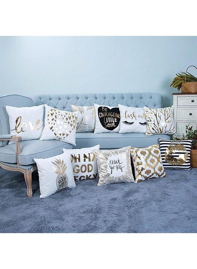 ANSELF Treat Yo Self Printed Decorative Cushion Cover White/Gold/Black 45x45cm - Image 4