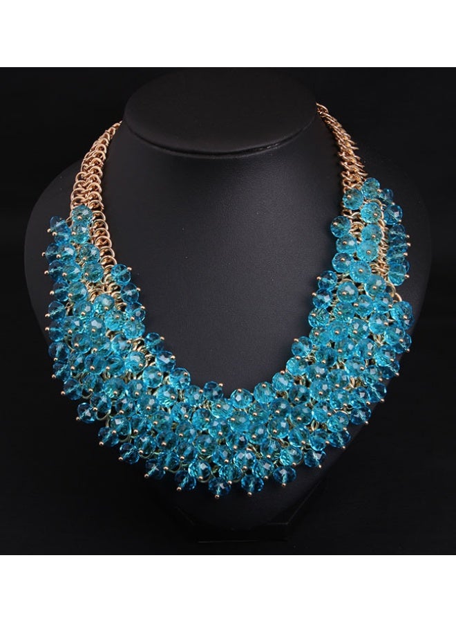 NIBEMINENT Handcrafted Multi-Layer Crystal Glass Choker Necklace - European and American Style