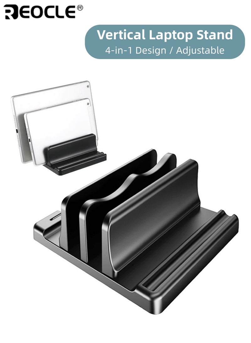 REOCLE Adjustable Ergonomic Laptop Stand with Space Saving Vertical Design & Sturdy Metal Base Desktop Notebook Holder with Height Adjustment for Comfortable Viewing MacBook iPad Tablet Computer - Image 1