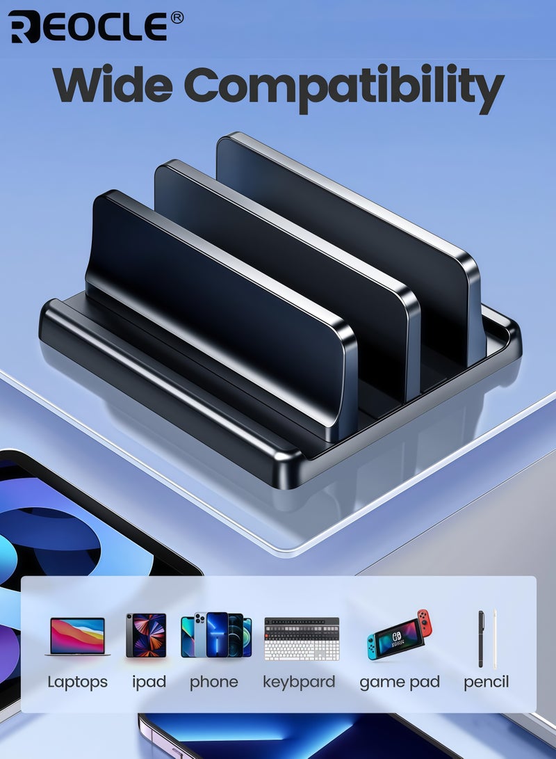 REOCLE Adjustable Ergonomic Laptop Stand with Space Saving Vertical Design & Sturdy Metal Base Desktop Notebook Holder with Height Adjustment for Comfortable Viewing MacBook iPad Tablet Computer - Image 5