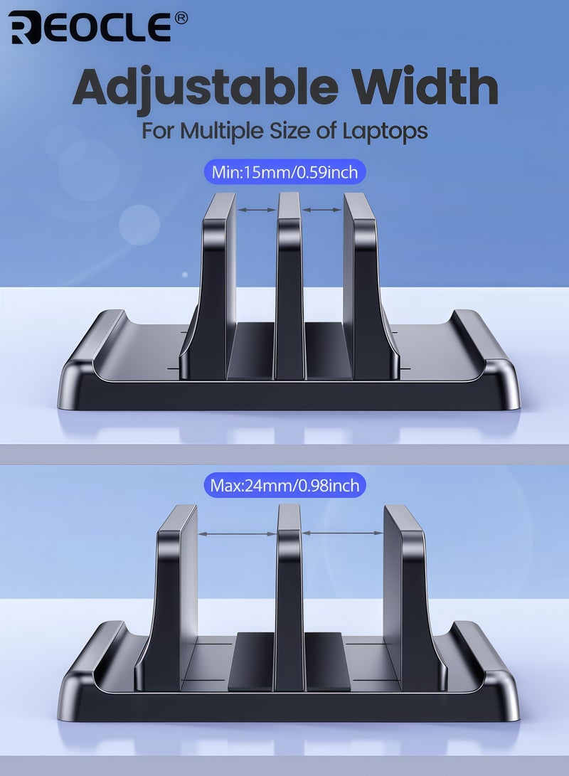REOCLE Adjustable Ergonomic Laptop Stand with Space Saving Vertical Design & Sturdy Metal Base Desktop Notebook Holder with Height Adjustment for Comfortable Viewing MacBook iPad Tablet Computer - Image 4