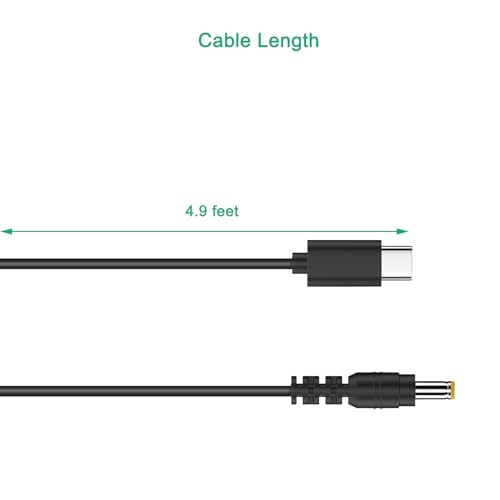 PDEEY USB C to 20V DC Power Cable 4.9 ft - PD Type-C to DC 5.5mm X 2.5mm Barrel Jack 20V 1A-3A 60W Output Charging for Router, Fan, Speaker - Image 2