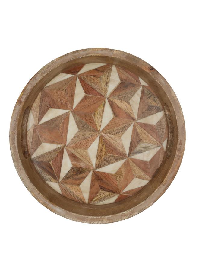 Alsaif Wooden Serving Tofir 29 X 29 X 5 Cm Round Small Brown - Image 2