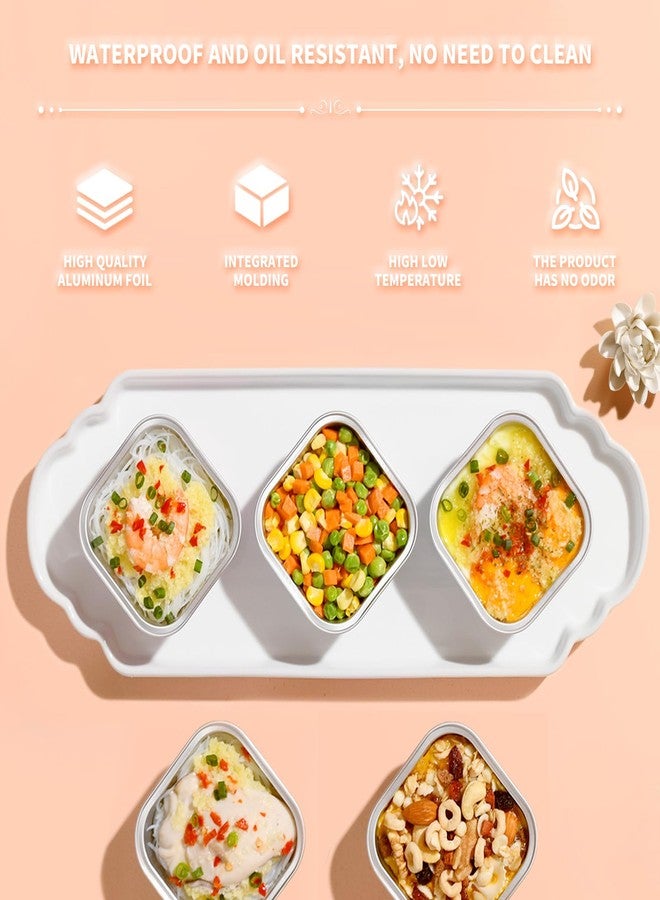 YOIYINI Graduation Party 50Pcs Aluminum Foil Mini Square Baking Cups,5oz Disposable Ramekins Cupcake Cups,Mini Aluminum Pans with Lids,Cup Cake Container with Lid,Square Cupcake Liners for Muffin(50, Gold) - Image 4
