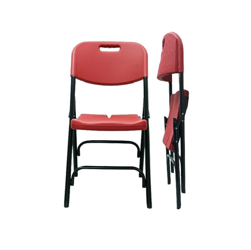 SunBoat Commerce Portable Folding Chair – Heavy Duty Steel Frame with Comfortable Seat & Backrest – Red - Image 1