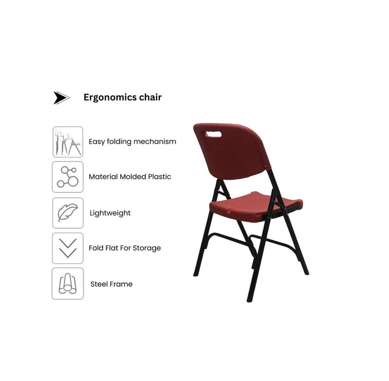 SunBoat Commerce Portable Folding Chair – Heavy Duty Steel Frame with Comfortable Seat & Backrest – Red - Image 3