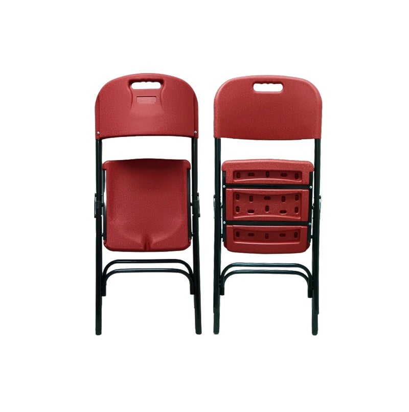 SunBoat Commerce Portable Folding Chair – Heavy Duty Steel Frame with Comfortable Seat & Backrest – Red - Image 2