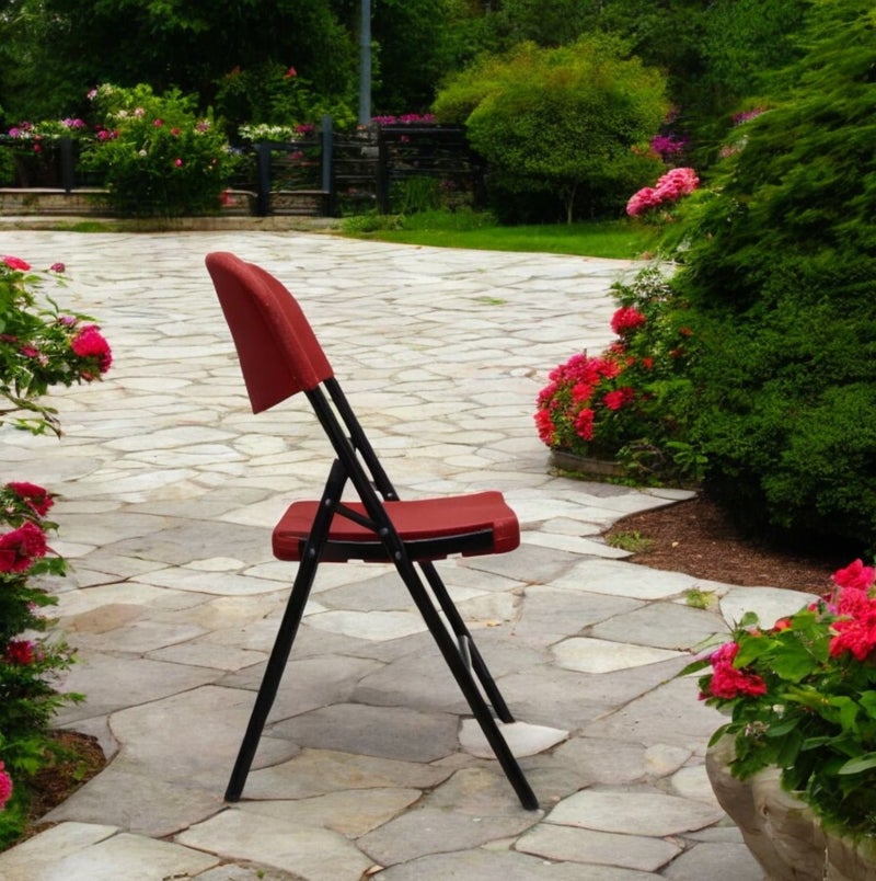 SunBoat Commerce Portable Folding Chair – Heavy Duty Steel Frame with Comfortable Seat & Backrest – Red - Image 5