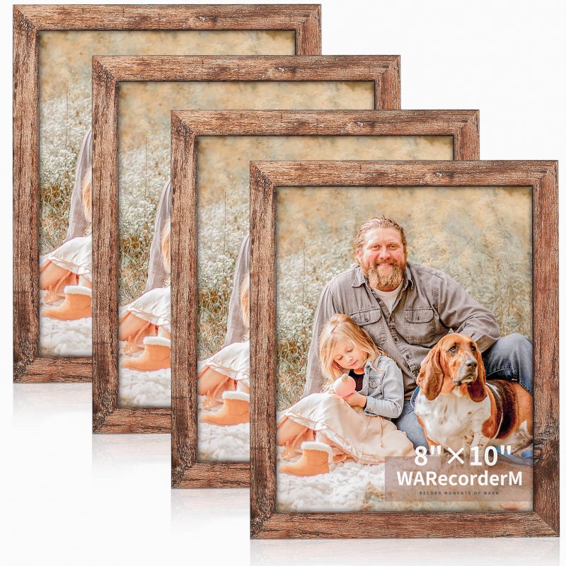 WARecorderM 8x10 Picture Frames Set of 4  High Definition Glass New Patten Frame  Wall Mounting Frame Horizontal Vertical Format