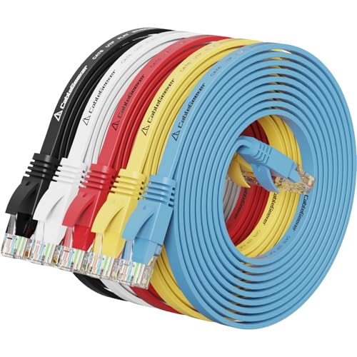 CableGeeker Cat 6 Ethernet Cable 10 ft (5 Pack) (at a Cat5e Price but Higher Bandwidth) Cat6 Internet Network Cable Flat - Ethernet Patch Cables Short - Computer LAN Cable with Snagless RJ45 Connectors - Image 1
