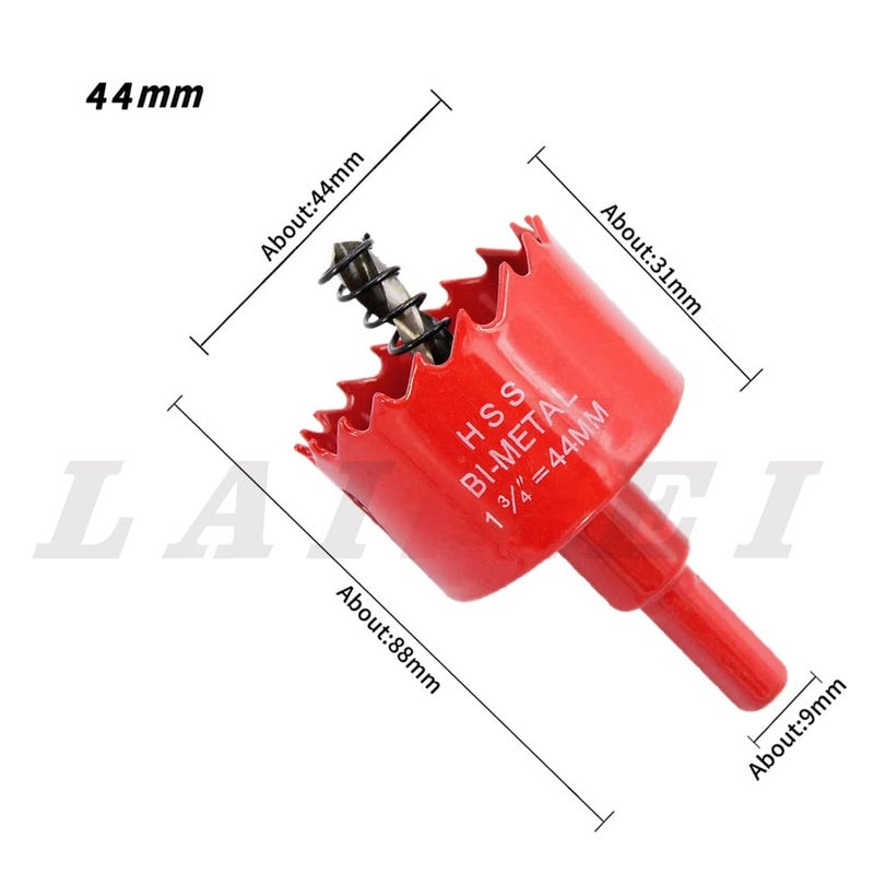 Laiwei Hole Saw Drill Bit HSS Hole Cutter with Arbor for Wood,PVC Board and Plasterboard(1-3/4"(44mm Hole Saw)) - Image 1