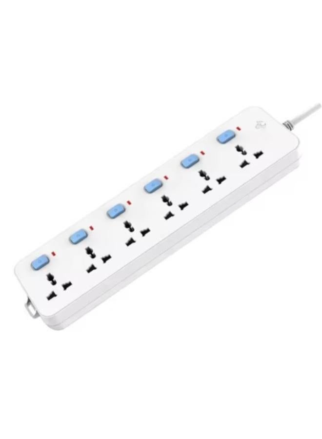 6-Way Multi-Switch Extension with Universal Socket, 5M Cable Length  - Image 1