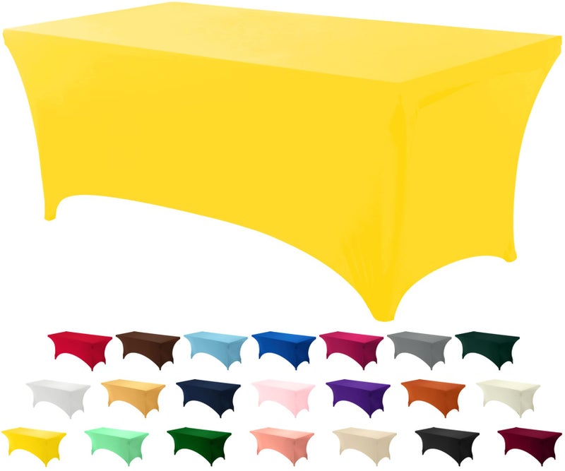 Utopia Kitchen 6FT Spandex Tablecloth 1 Pack Yellow 200 GSM Stretch Fitted Washable and Wrinkle Resistant Table Cloth Rectangle Cover for Trade Shows Wedding Parties 72Lx30Wx30H Inch