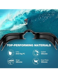 YUKE Professional Swimming Kits Swim Cap UV Protection & Anti-fog Swim Goggles Quick-Dry Swim Trunks with Earplugs Nose Clip Protection Case for Adults (Silver)  - Image 4